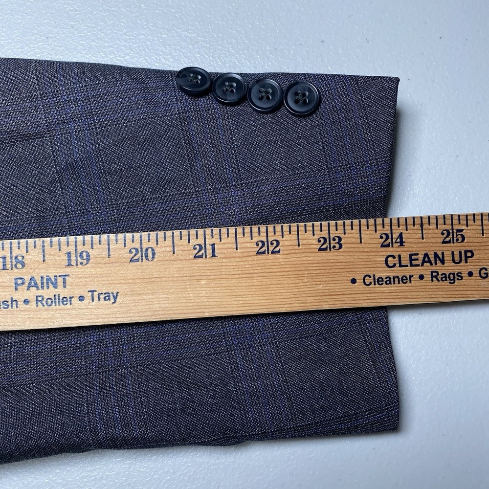 Peter Millar Blazer Sport Coat 48R 2B2V Wool Gray Blue Plaid - Picture 9 of 16